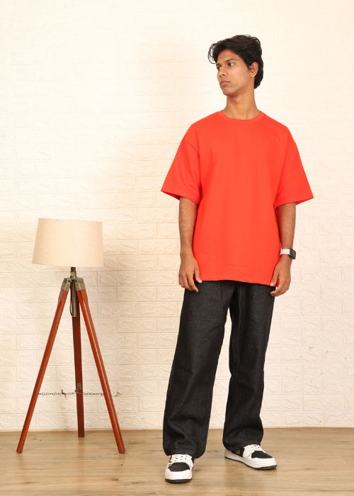 Solids Oversized t-shirt : Red