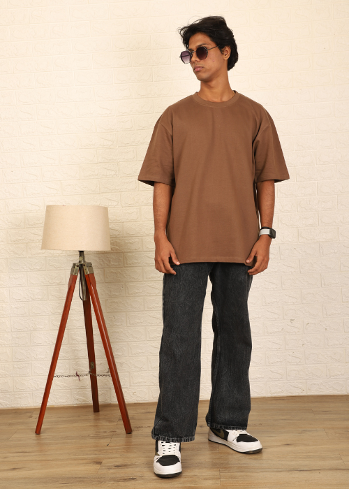 Solids Oversized t-shirt : Brown