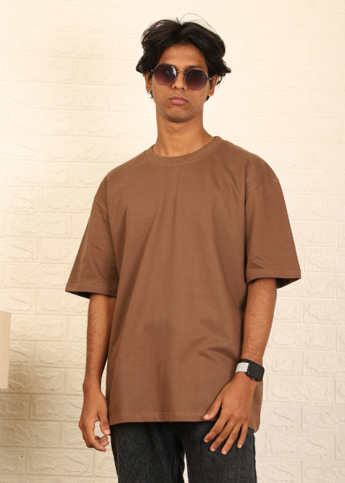 Solids Oversized t-shirt : Brown